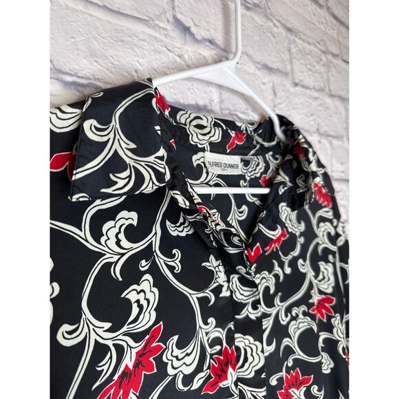 Alfred Dunner Black Red Floral Pullover Blouse Elastic Waistband Long Sleeve 20 - Picture 3 of 5